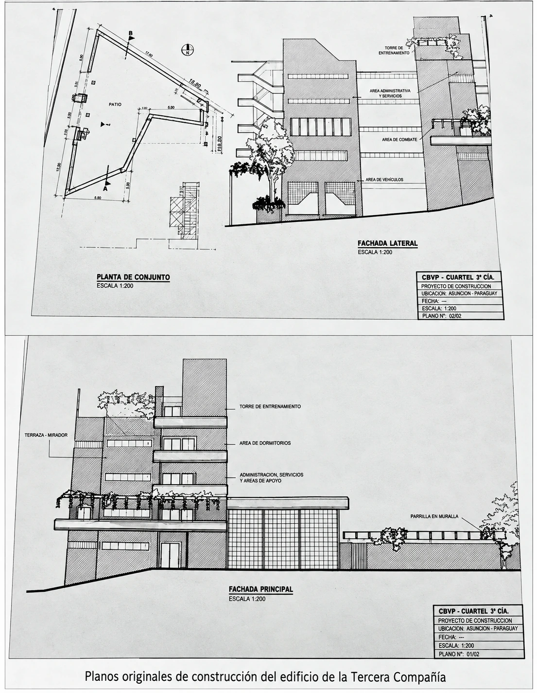Planos originales de construcción del edificio de la Tercera Compañía Sajonia